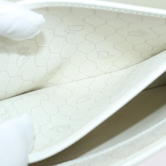 Christian Dior Honeycomb Canvas Shoulder Bag PVC White Gold Auth 135487