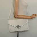 Christian Dior Honeycomb Canvas Shoulder Bag PVC White Gold Auth 135487-22