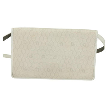 Christian Dior Honeycomb Canvas Shoulder Bag PVC White Gold Auth 135487 - 0