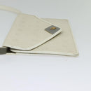 Christian Dior Honeycomb Canvas Shoulder Bag PVC White Gold Auth 135487-3