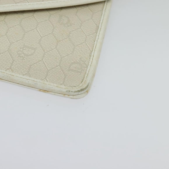 Christian Dior Honeycomb Canvas Shoulder Bag PVC White Gold Auth 135487