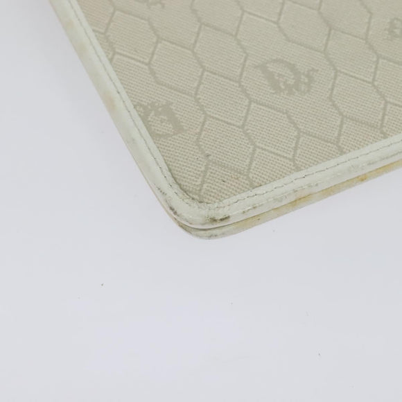 Christian Dior Honeycomb Canvas Shoulder Bag PVC White Gold Auth 135487