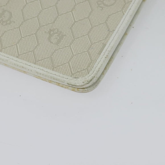 Christian Dior Honeycomb Canvas Shoulder Bag PVC White Gold Auth 135487