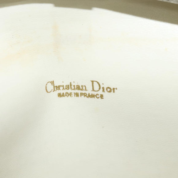 Christian Dior Honeycomb Canvas Shoulder Bag PVC White Gold Auth 135487