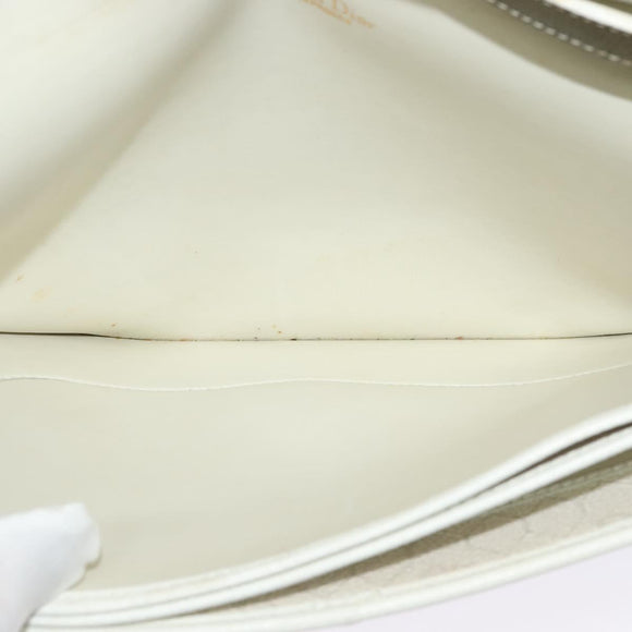 Christian Dior Honeycomb Canvas Shoulder Bag PVC White Gold Auth 135487