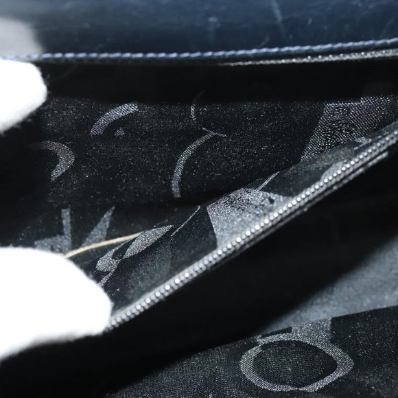 Salvatore Ferragamo Gancini Shoulder Bag Leather Black Gold Auth 135489