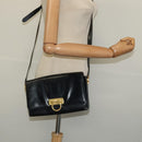 Salvatore Ferragamo Gancini Shoulder Bag Leather Black Gold Auth 135489-22