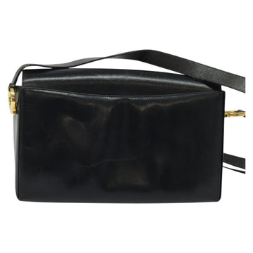 Salvatore Ferragamo Gancini Shoulder Bag Leather Black Gold Auth 135489 - 0