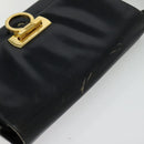 Salvatore Ferragamo Gancini Shoulder Bag Leather Black Gold Auth 135489-6