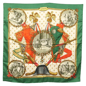 HERMES Carre 90 Scarf ""NAPOLEON"" Silk Green Auth 135491