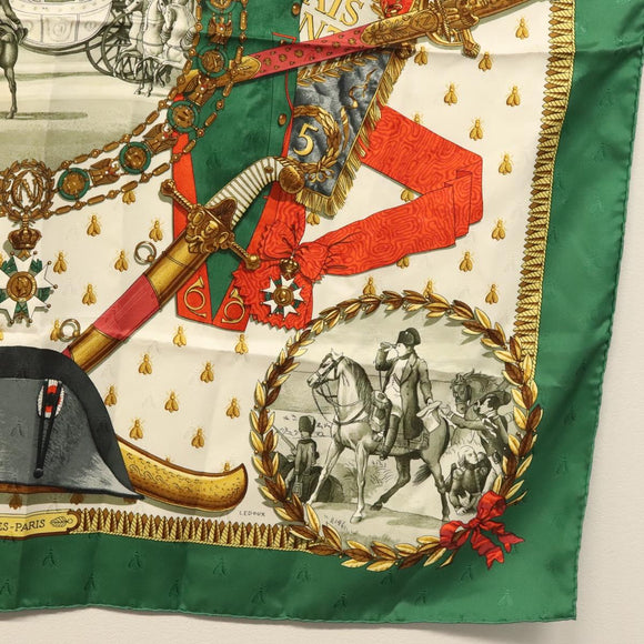 HERMES Carre 90 Scarf ""NAPOLEON"" Silk Green Auth 135491