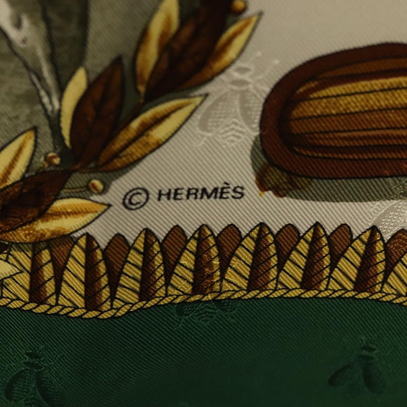 HERMES Carre 90 Scarf ""NAPOLEON"" Silk Green Auth 135491