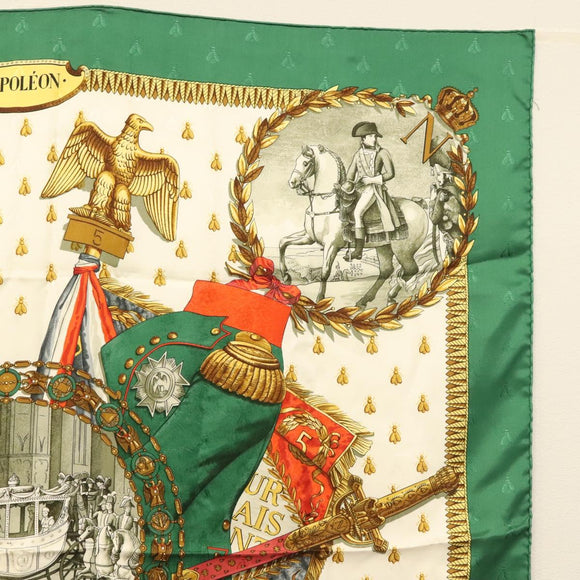 HERMES Carre 90 Scarf ""NAPOLEON"" Silk Green Auth 135491