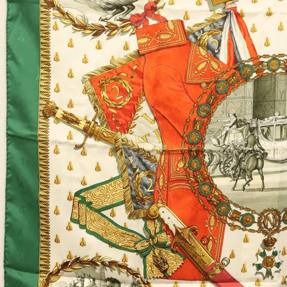 HERMES Carre 90 Scarf ""NAPOLEON"" Silk Green Auth 135491