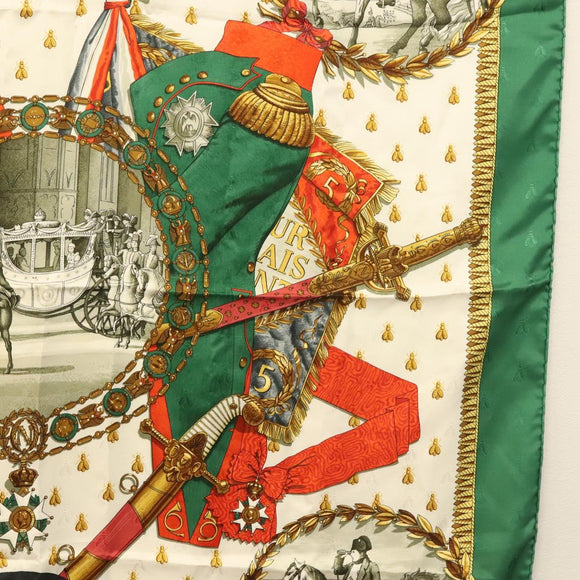 HERMES Carre 90 Scarf ""NAPOLEON"" Silk Green Auth 135491