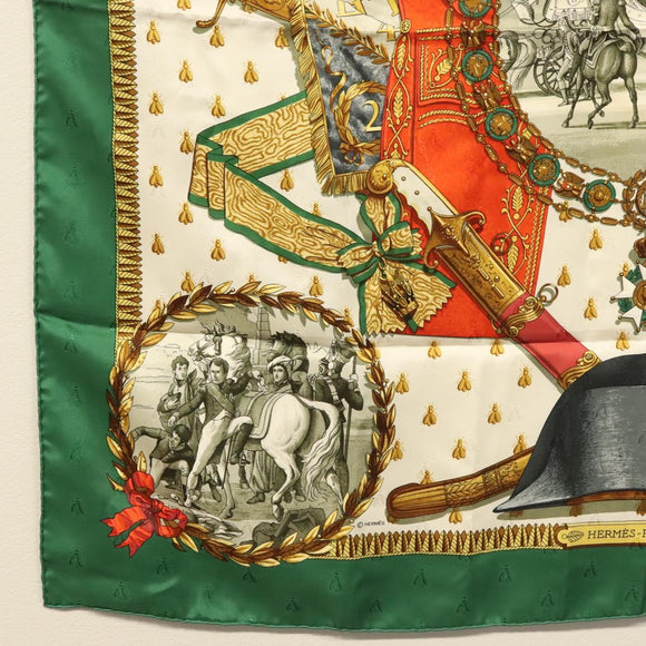 HERMES Carre 90 Scarf ""NAPOLEON"" Silk Green Auth 135491