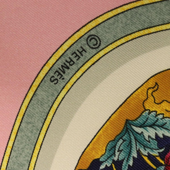 HERMES Carre 90 Scarf ""Qu importe le flacon"" Silk Pink Auth 135496