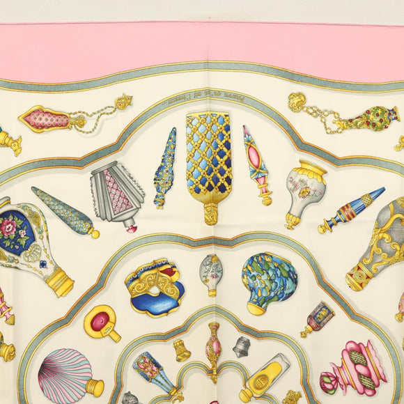 HERMES Carre 90 Scarf ""Qu importe le flacon"" Silk Pink Auth 135496