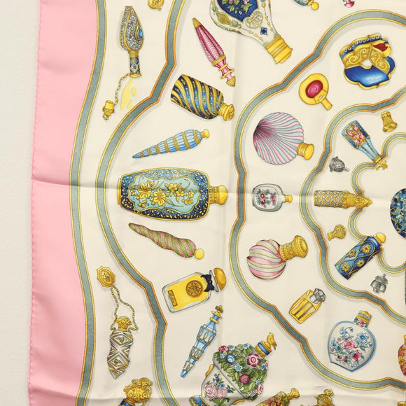 HERMES Carre 90 Scarf ""Qu importe le flacon"" Silk Pink Auth 135496