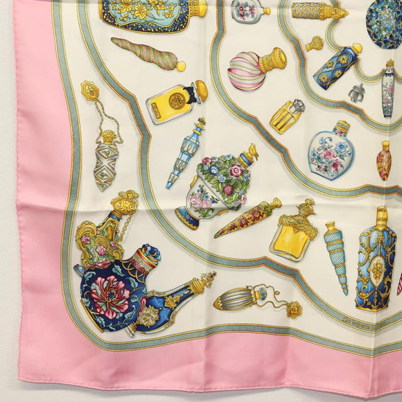 HERMES Carre 90 Scarf ""Qu importe le flacon"" Silk Pink Auth 135496