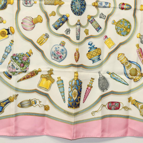 HERMES Carre 90 Scarf ""Qu importe le flacon"" Silk Pink Auth 135496