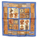HERMES Carre 45 Scarf ""PERSONA"" Silk Blue Auth 135500-1