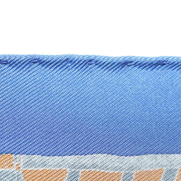 HERMES Carre 45 Scarf ""PERSONA"" Silk Blue Auth 135500