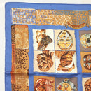 HERMES Carre 45 Scarf ""PERSONA"" Silk Blue Auth 135500-2