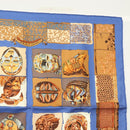 HERMES Carre 45 Scarf ""PERSONA"" Silk Blue Auth 135500-3