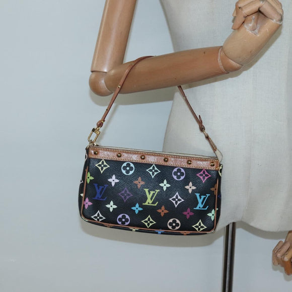 LOUIS VUITTON Monogram Multicolor Pochette Pouch Black M92648 LV Auth 135506