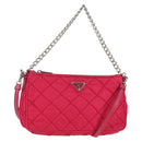 PRADA Chain Hand Bag Nylon 2way Pink Silver Auth 135510V-1