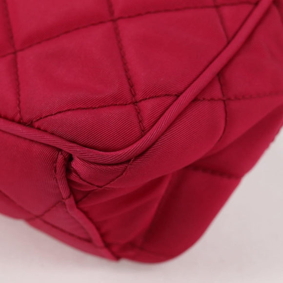 PRADA Chain Hand Bag Nylon 2way Pink Silver Auth 135510V