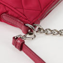 PRADA Chain Hand Bag Nylon 2way Pink Silver Auth 135510V-15