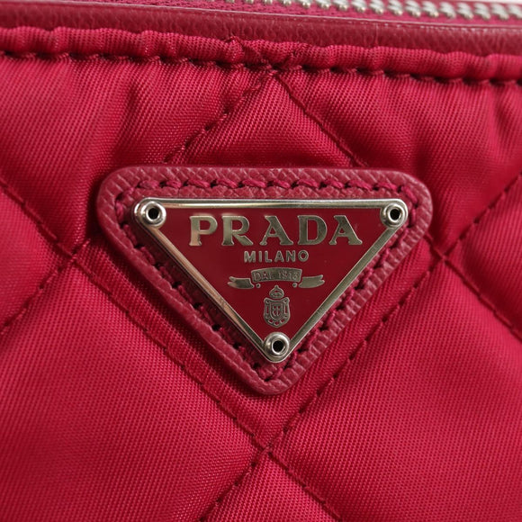 PRADA Chain Hand Bag Nylon 2way Pink Silver Auth 135510V