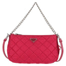 PRADA Chain Hand Bag Nylon 2way Pink Silver Auth 135510V-2