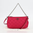 PRADA Chain Hand Bag Nylon 2way Pink Silver Auth 135510V-26
