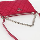 PRADA Chain Hand Bag Nylon 2way Pink Silver Auth 135510V-6