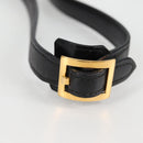 HERMES Martine Vert Shoulder Bag Leather Black Gold Auth 135513M-11