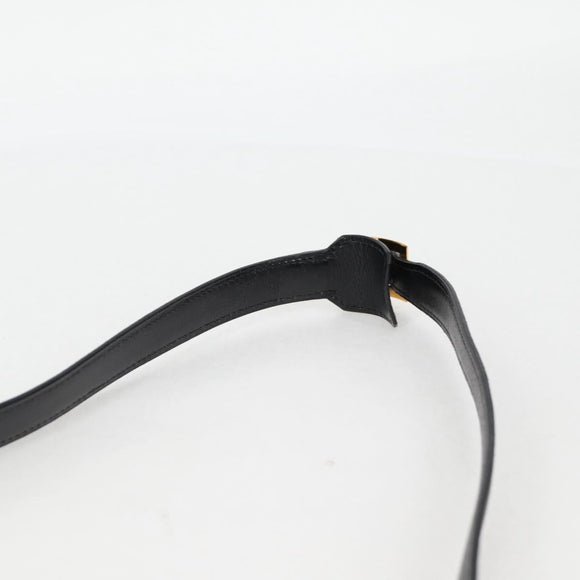 HERMES Martine Vert Shoulder Bag Leather Black Gold Auth 135513M