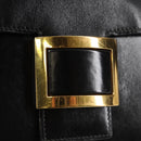 HERMES Martine Vert Shoulder Bag Leather Black Gold Auth 135513M-18