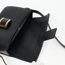 HERMES Martine Vert Shoulder Bag Leather Black Gold Auth 135513M-19