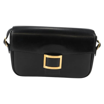 HERMES Martine Vert Shoulder Bag Leather Black Gold Auth 135513M - 0