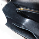 HERMES Martine Vert Shoulder Bag Leather Black Gold Auth 135513M-25