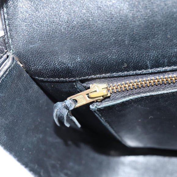 HERMES Martine Vert Shoulder Bag Leather Black Gold Auth 135513SAM