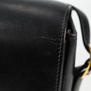 HERMES Martine Vert Shoulder Bag Leather Black Gold Auth 135513M-3
