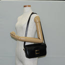HERMES Martine Vert Shoulder Bag Leather Black Gold Auth 135513M-30
