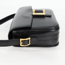 HERMES Martine Vert Shoulder Bag Leather Black Gold Auth 135513M-5