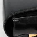 HERMES Martine Vert Shoulder Bag Leather Black Gold Auth 135513M-6