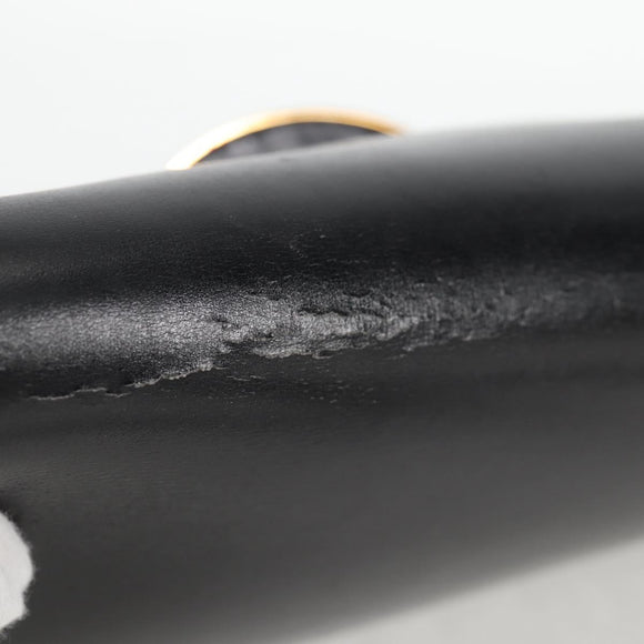 HERMES Martine Vert Shoulder Bag Leather Black Gold Auth 135513M