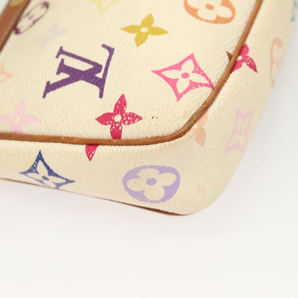 LOUIS VUITTON Monogram Multicolor Pochette Pouch White M92649 LV Auth 135545